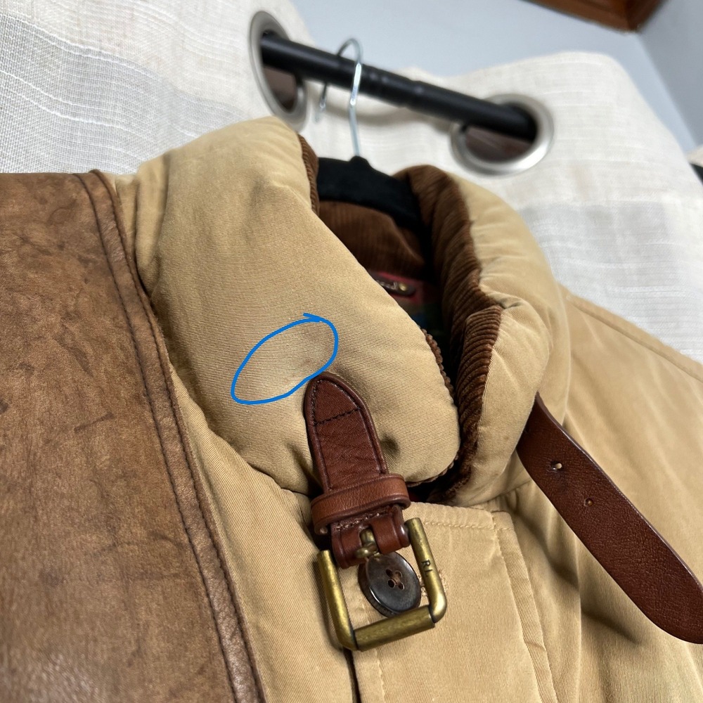 Vintage Polo Ralph Lauren Down Hunting Vest Wool Lined Tan Cargo Utility Mens XL - Picture 4 of 14